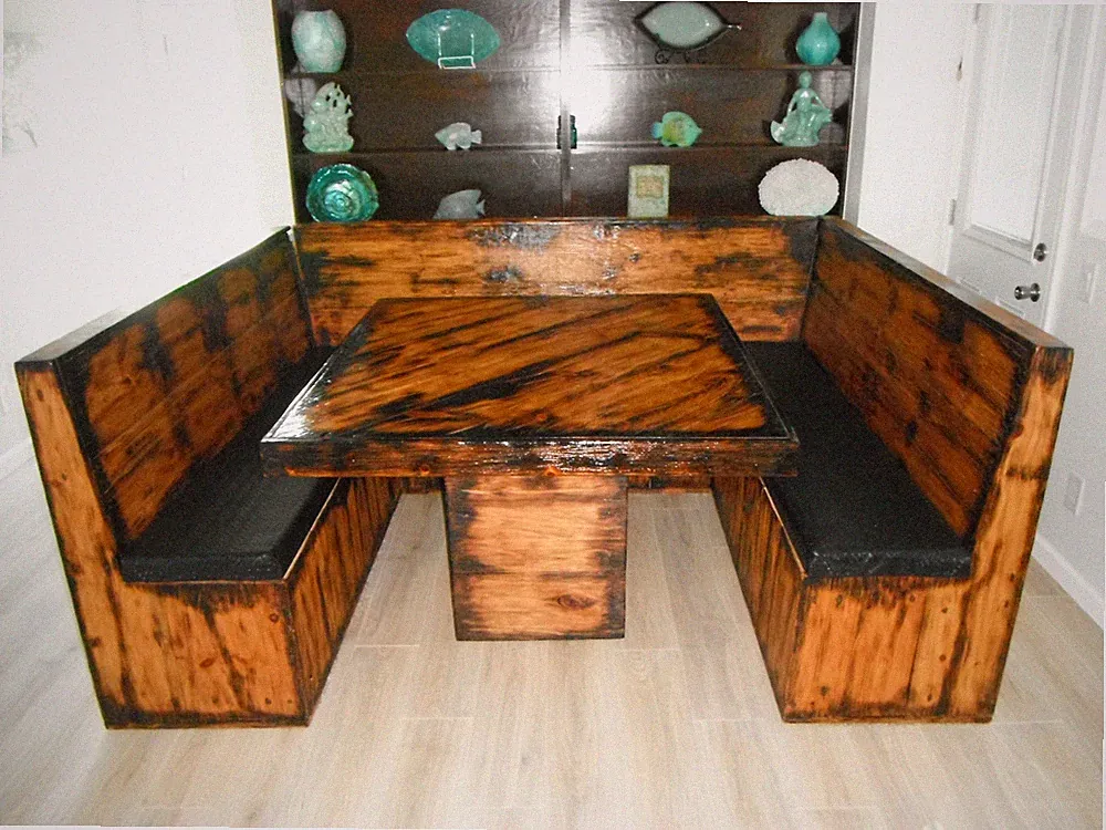 Handmade Rustic Nook Dining Set Storage Bench Seats (6-8) Solid Wood Const.