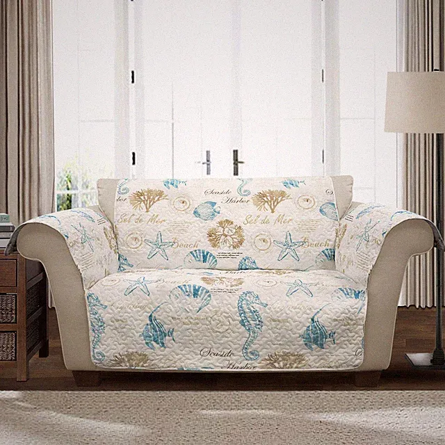 Harbor Life Furniture Protector, Love Seat, 94" W x 75" L, Blue & Taupe - Cou...
