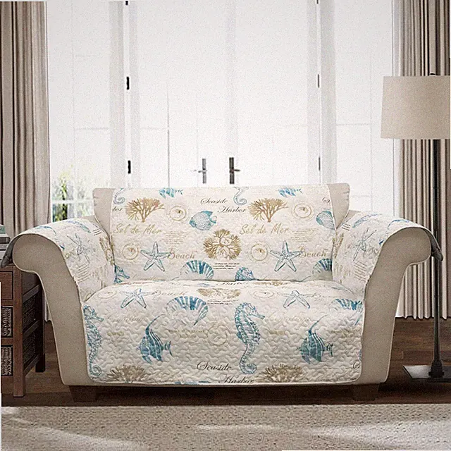 Harbor Life Furniture Protector, Love Seat, 94" W X 75" L, Blue & Taupe - Couch