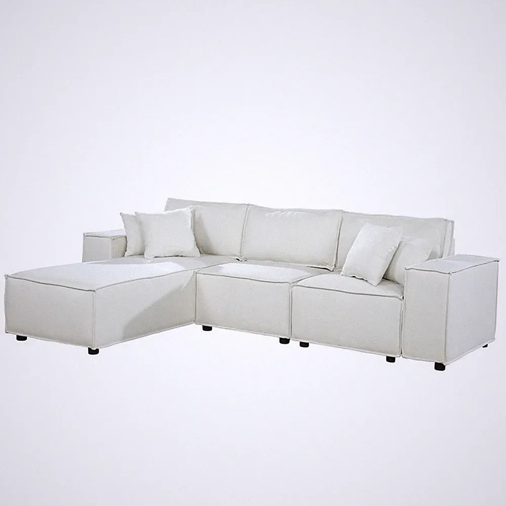 Harvey 104 inch Reversible Chaise Sectional Sofa Beige Linen L-Shaped