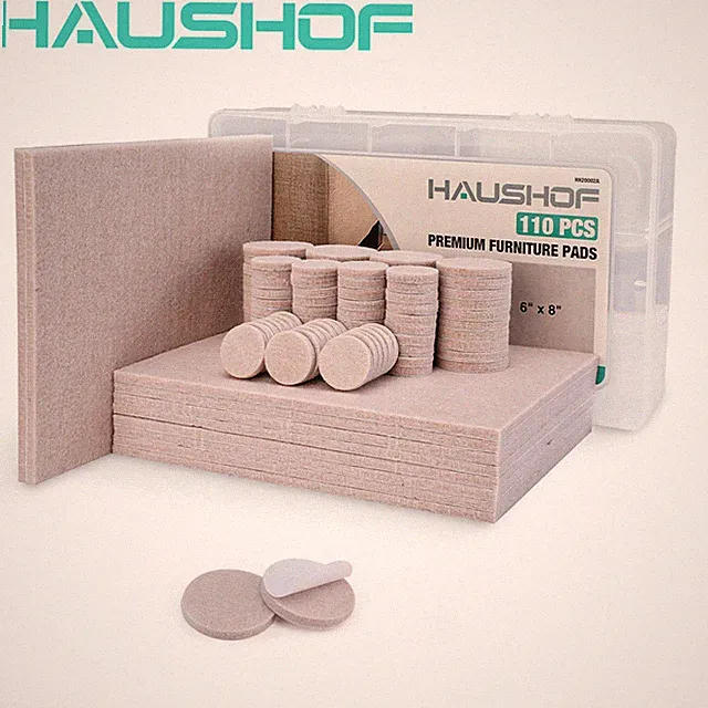 HAUSHOF 110PC Felt Furniture Pads 10PC 8"x6" Felt Sheets Self Adhesive Felt Pads