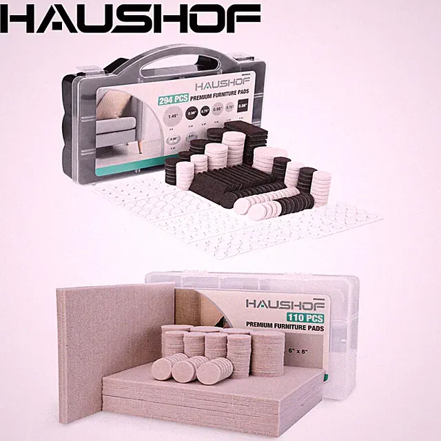 HAUSHOF Felt Furniture Pads Cabinet Door Bumpers 294PCS/110PCS with Storage Box