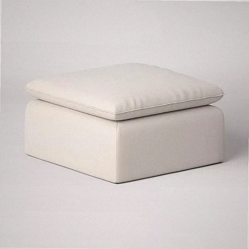 Haven Velvet Modular French Seam Sofa Ottoman Cream Canvas - Threshold