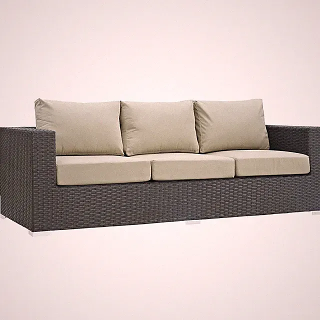 Hawthorne Collection Patio Sofa in Canvas Antique Beige and Gray