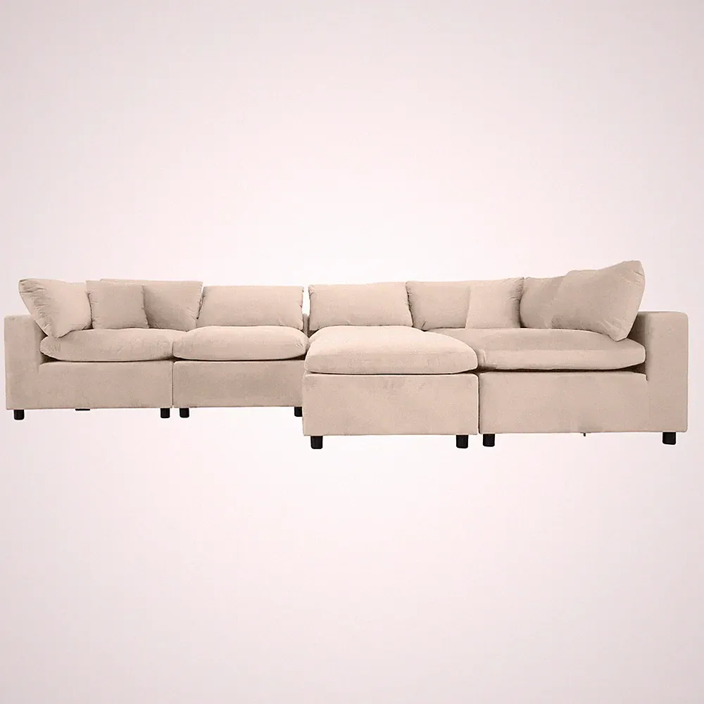 Hayward Ivory Velvet Modular Sectional Sofa