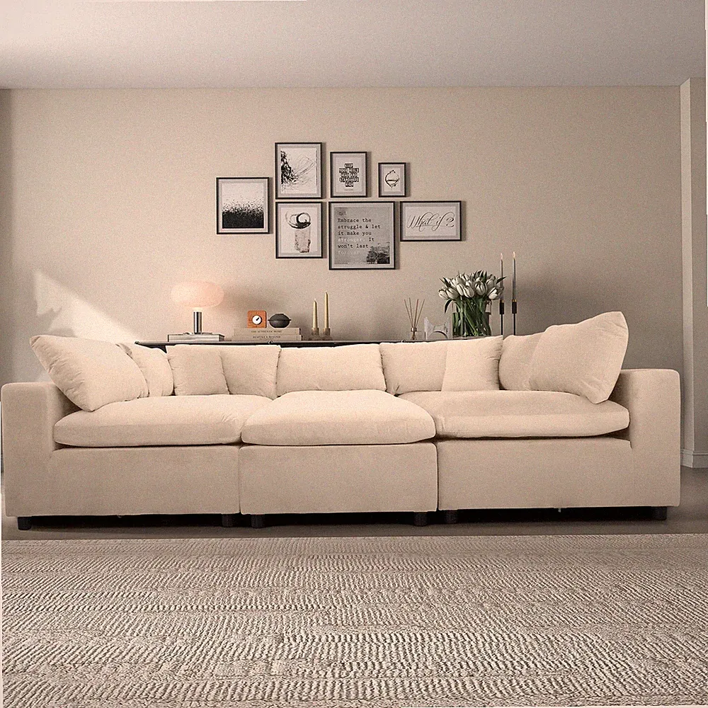 Hayward Ivory Velvet Modular Sectional Sofa