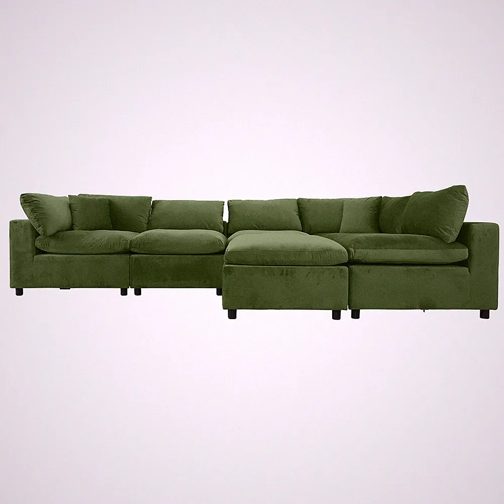 Hayward Olive Green Velvet Modular Sectional Sofa