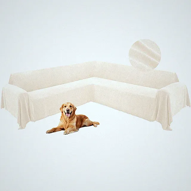 HDCAXKJ Corner Sectional Couch Covers Dog L Shape Sofa Cover Tassel Chenille