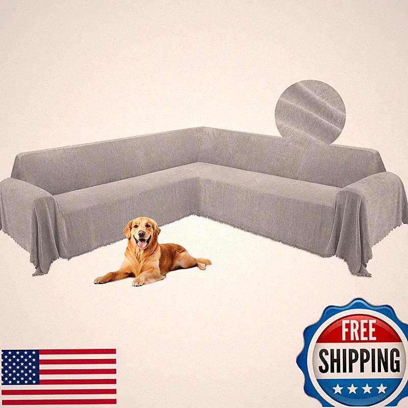 Hdcaxkj Corner Sectional Couch Covers For Dogs L Shape Sofa Cover Tassel