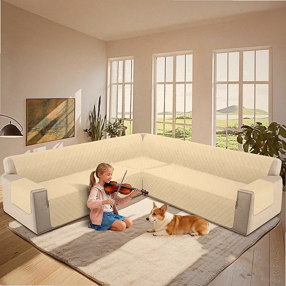 HDCAXKJ L Shape Couch Cover 4 Pcs Corner Sectional Sofa Slipcovers Sets for P...