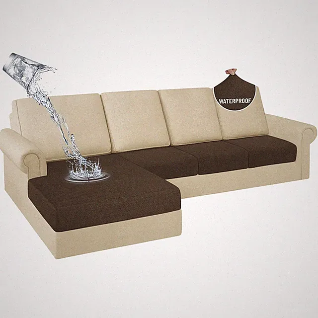 HDCAXKJ Sectional Couch Cushion Covers 4 Pieces L Shape Chocolate 3 Seater + 1