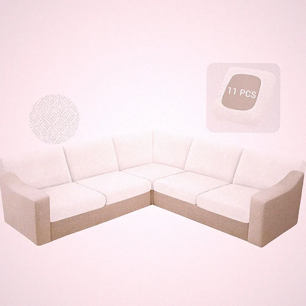 HDCAXKJ Waterproof Sectional Couch Cushion Covers 11 Pieces Stretch Jacquard...