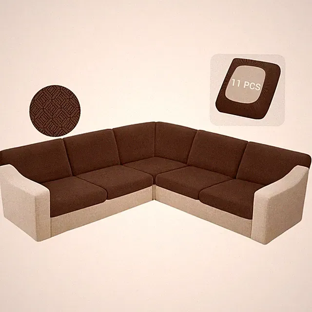 HDCAXKJ Waterproof Sectional Couch Cushion Covers 11 Pieces Stretch Jacquard...