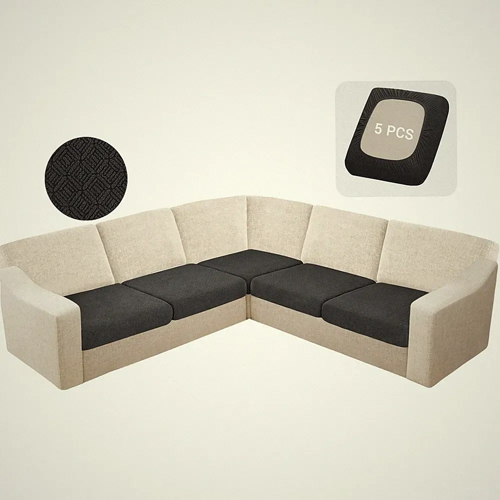 HDCAXKJ Waterproof Sectional Couch Cushion Covers Jacquard L Shaped Slipcover 5