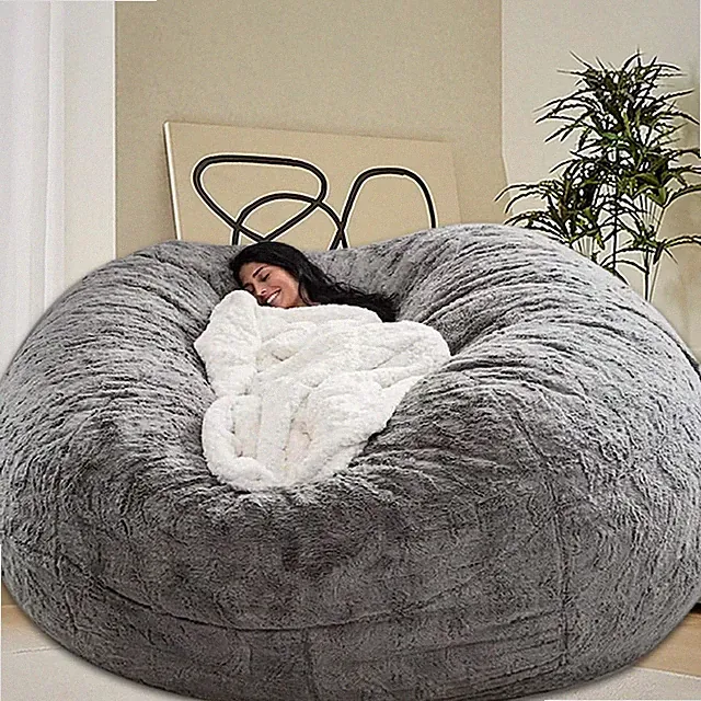 HDMLDP Bean Bag Chair for Adults Kids Without Filling Comfy Fluffy 6FT, Grey