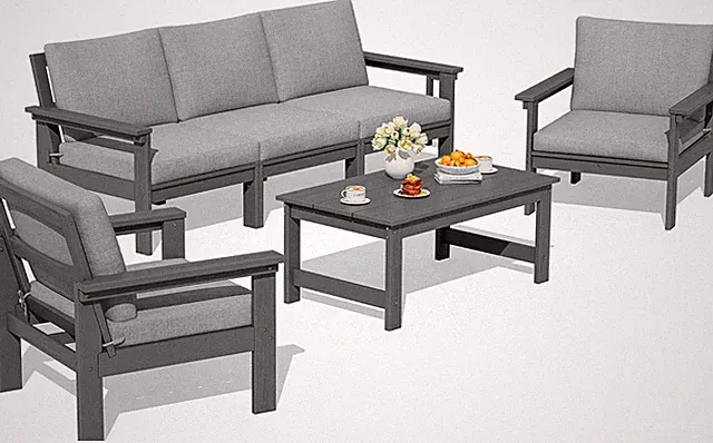 HDPE Outdoor Patio Furniture Set Outdoor Couch | All Weather Outdoor Sectional w