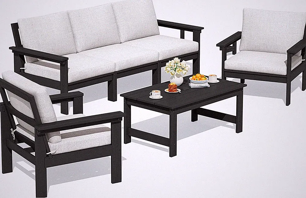 HDPE Outdoor Patio Furniture Set Outdoor Couch | All Weather Outdoor Sectional w