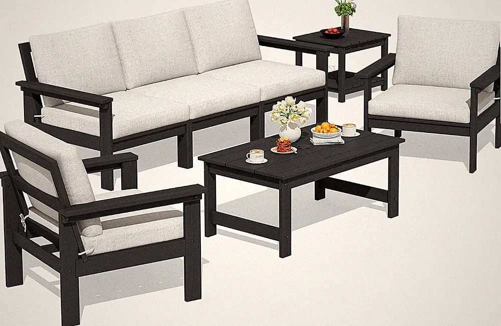 HDPE Outdoor Patio Furniture Set Outdoor Couch | All Weather Outdoor Sectional w