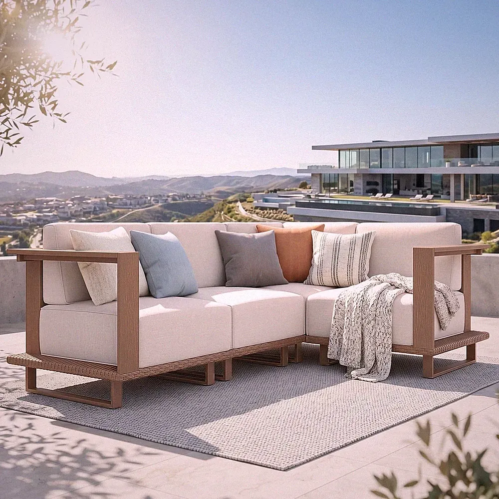 HDPE Patio Furniture Set, 4 Pieces L Shaped Outdoor Sectional | Outdoor Conversa