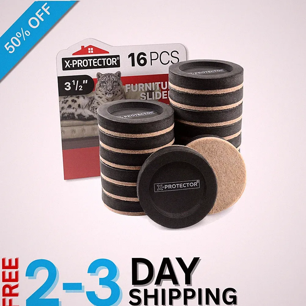 Heavy-Duty 16 PCS Felt Furniture Sliders - 3.5” for Effortless Floor Protection