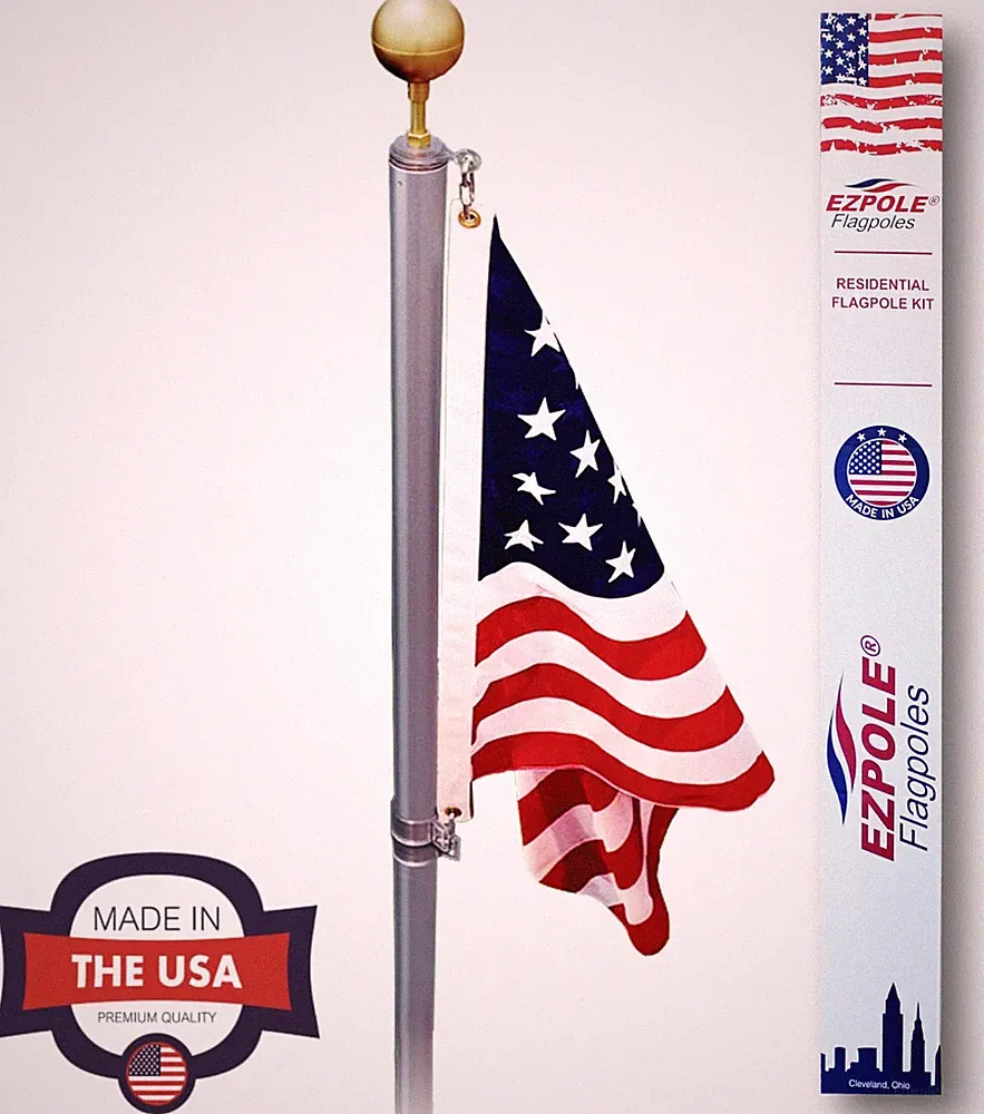 Heavy Duty 17 Ft Defender Inground Flag Pole Kit - Dual Holder, USA Made
