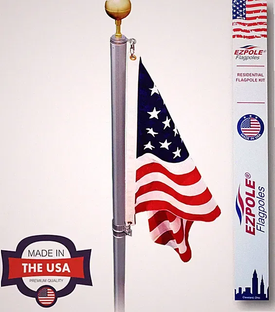 Heavy Duty 21 Ft Inground Flag Pole Kit - Dual Holder, 130 Mph Winds, USA Made