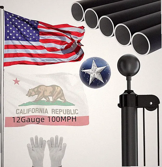 Heavy Duty 25FT Flag Pole -12 Gauge Extra Thick Aluminum Flagpole Kit for outsid