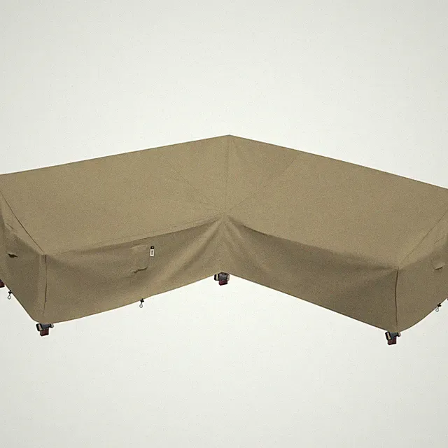 Heavy Duty 600D Patio Couch Cover, Waterproof, Desert Khaki (V-Shaped-90 x 90")