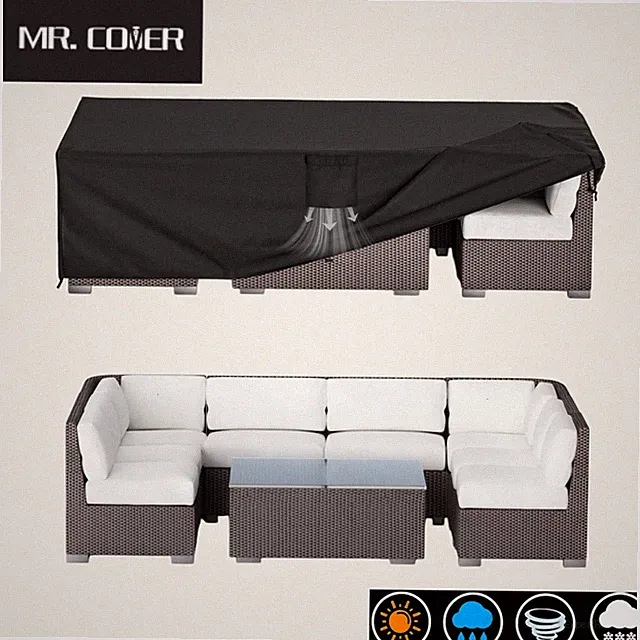 124"x63"x28" Patio Furniture Cover Outdoor Sectional Sofa Set Cover Heavy Duty