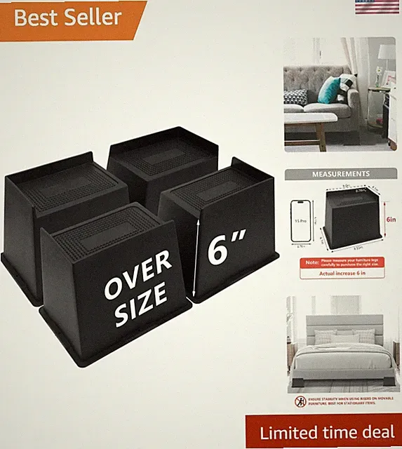 Heavy Duty Bed Risers 6 Inch Oversized Furniture Risers for Couch Desk