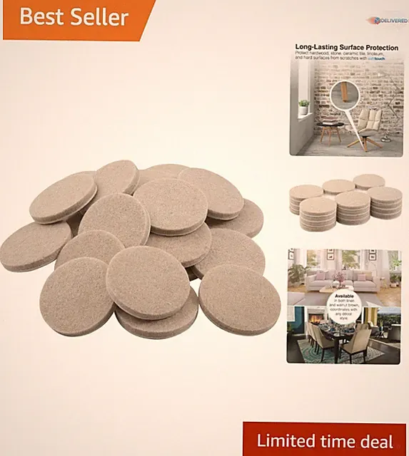 Heavy Duty Felt Furniture Pads 1-1/2 Inch Protect Hardwood Floors 24 Pack