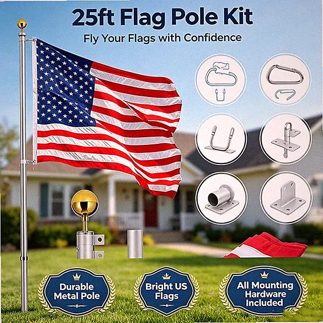 Heavy Duty Flag Pole, 25FT 12 Gauge Extra Thick Aluminum Flagpole Kit, 100MPH Wi