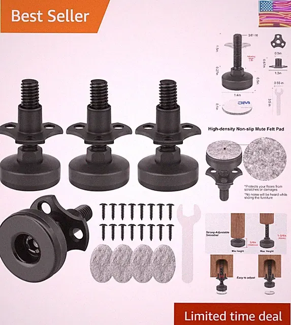 Heavy Duty Furniture Levelers 3/8''-16 Thread w/ T-Nut Kit Furniture Leveling...