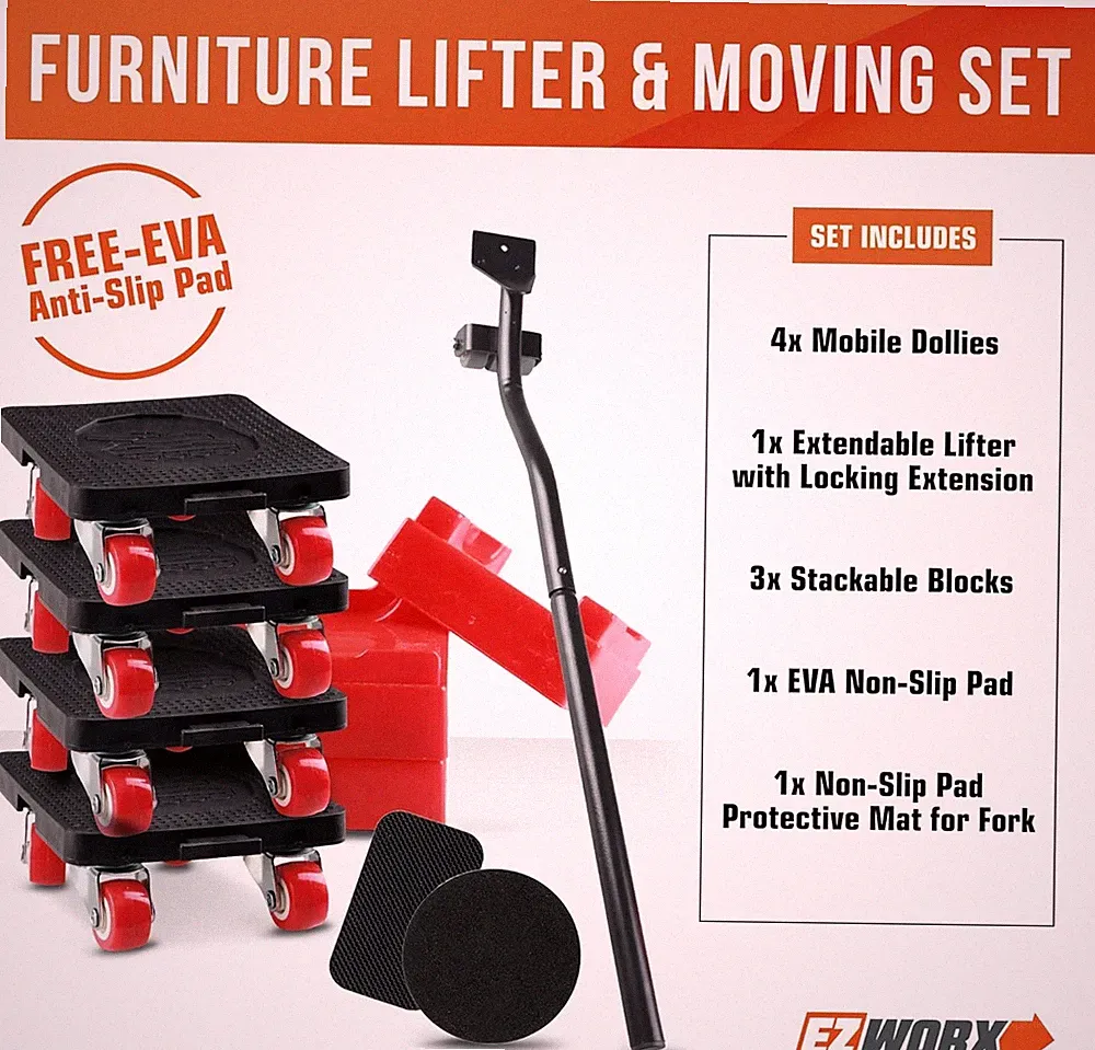 Heavy Duty Furniture lifter moving tool set with 4x 360 rotation sliders