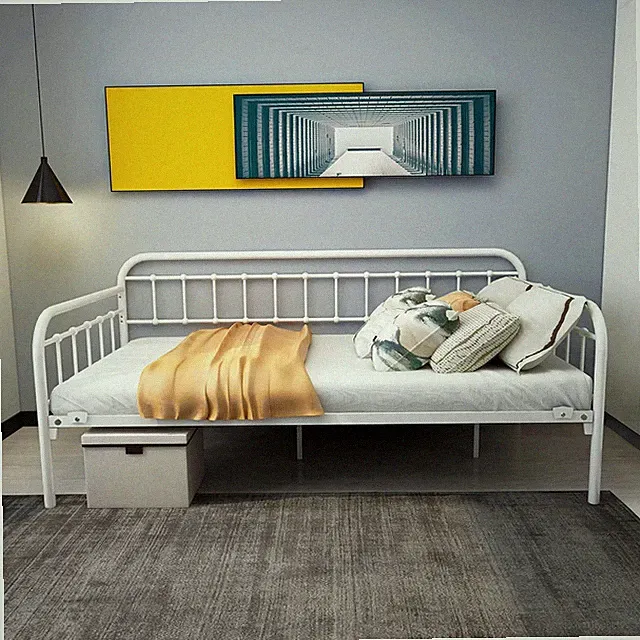 Heavy Duty Metal Daybed Frame Twin Size - Versatile White Sofa Bed