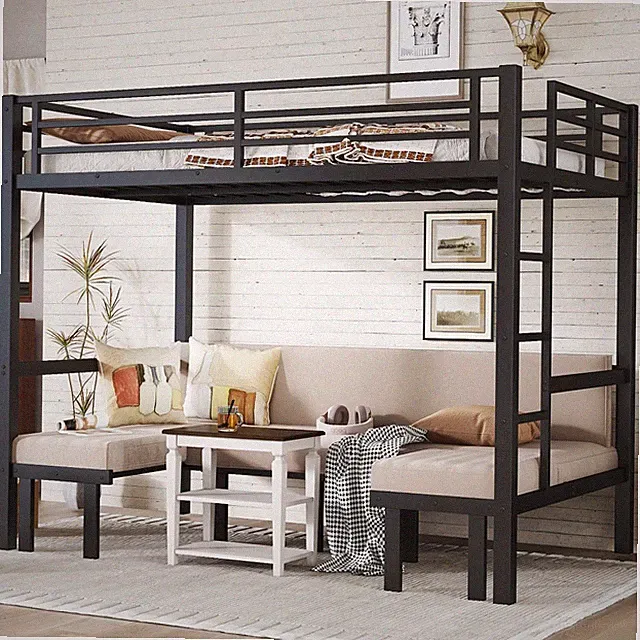 Heavy Duty Metal Folding Bunk Bed Full/Queen Sofa Platform Bed Frames Bedroom