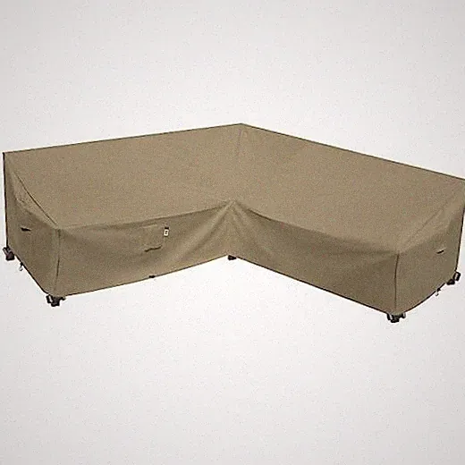 Heavy Duty Outdoor Sectional Sofa Cover - 100"x 100"(V-Shaped) Desert Khaki