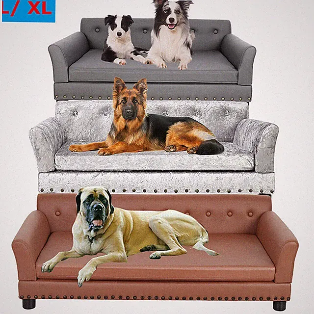Heavy Duty Pet Sofa Extra Large Raised Dog Bed Cushioned Sofa Softly Pet Cat Bed