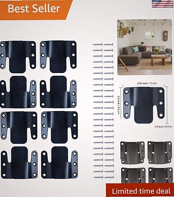 Heavy-Duty Sectional Couch Connectors with Screws - 8 Pieces for Easy Assembly