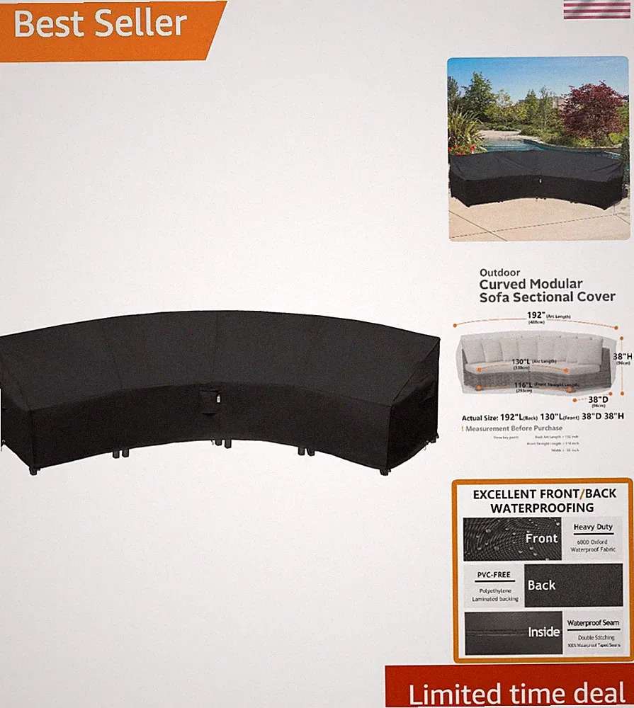 Heavy Duty Waterproof Patio Cover for 190" Sectional Sofa – Complete Protection