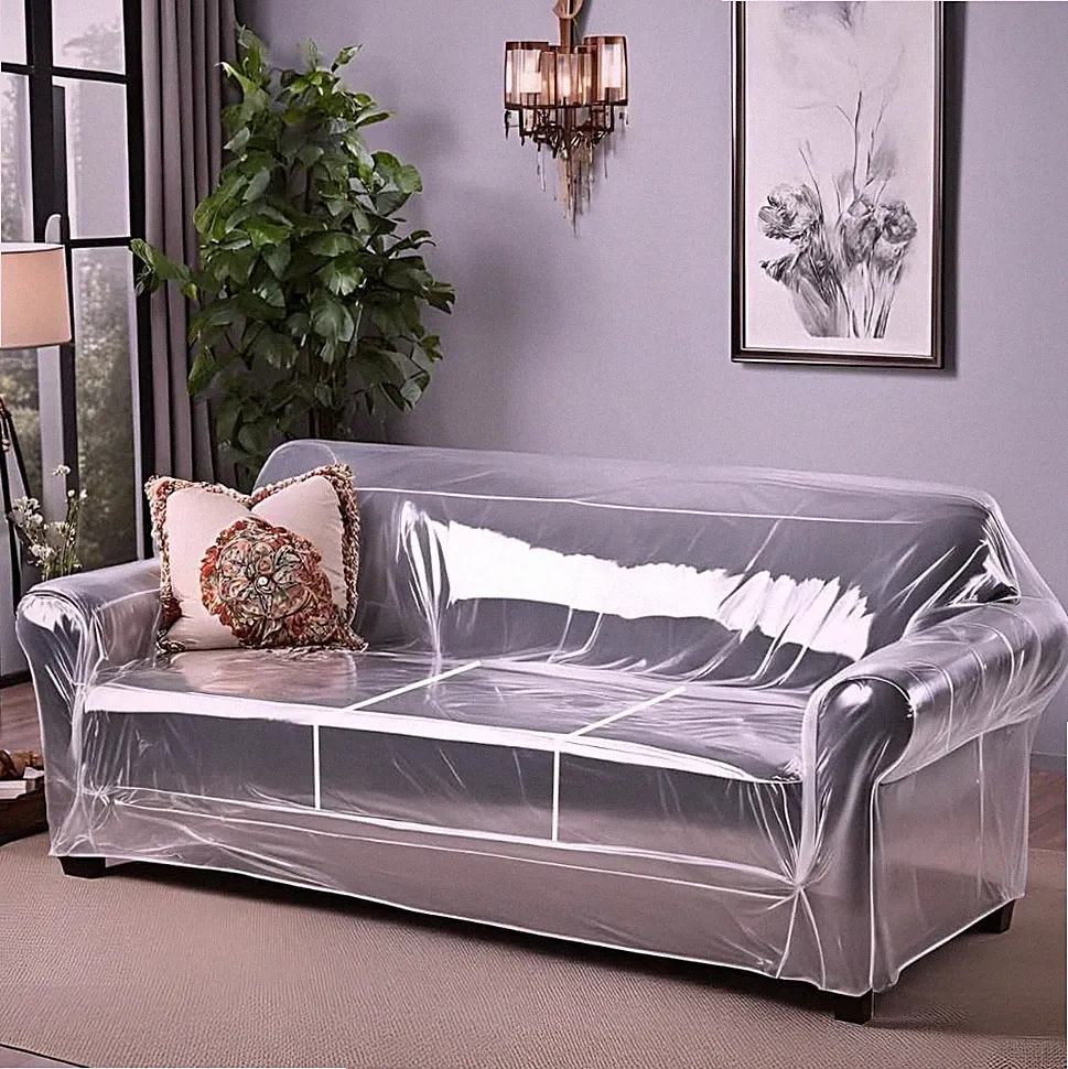 Heavy Duty Waterproof Plastic Couch Cover Pet Scratch Furniture Slipcover