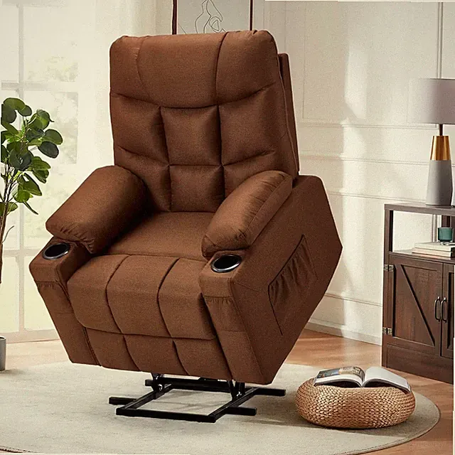 Heavy lift recliner with heat massage, side pockets and USB charging ports