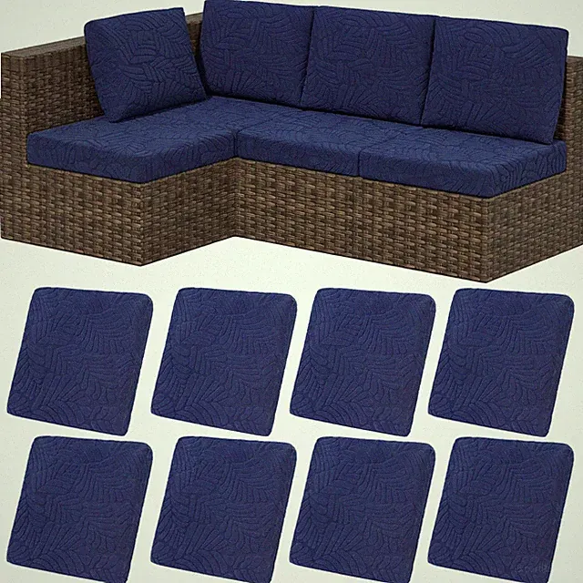 HEBE Stretch Patio Cushion Covers Set 8pcs,Waterproof Outdoor Couch Covers Re...