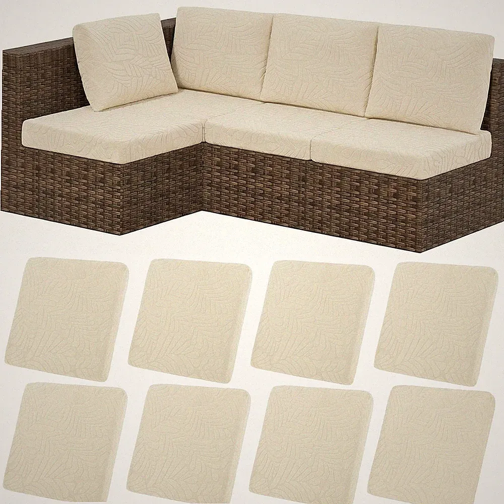HEBE Stretch Patio Cushion Covers Set 8pcs,Waterproof Outdoor Couch Covers ,W...