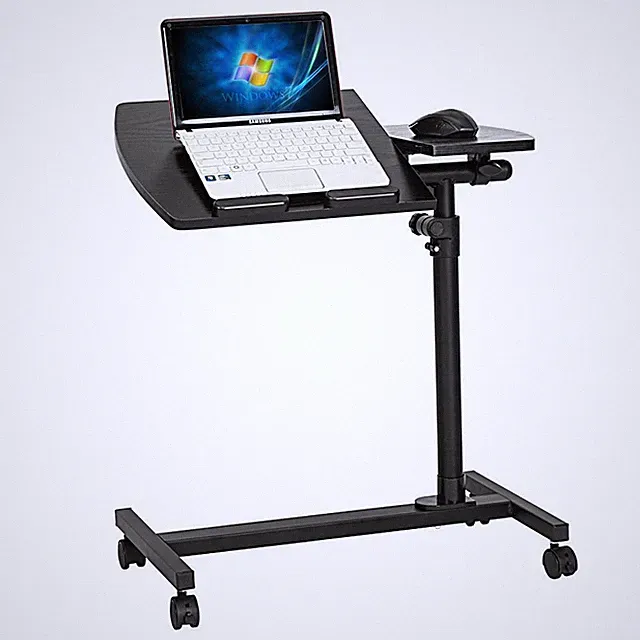 Height Adjustable Mobile Laptop Table Small Rolling Standing Desk for Sofa Bed