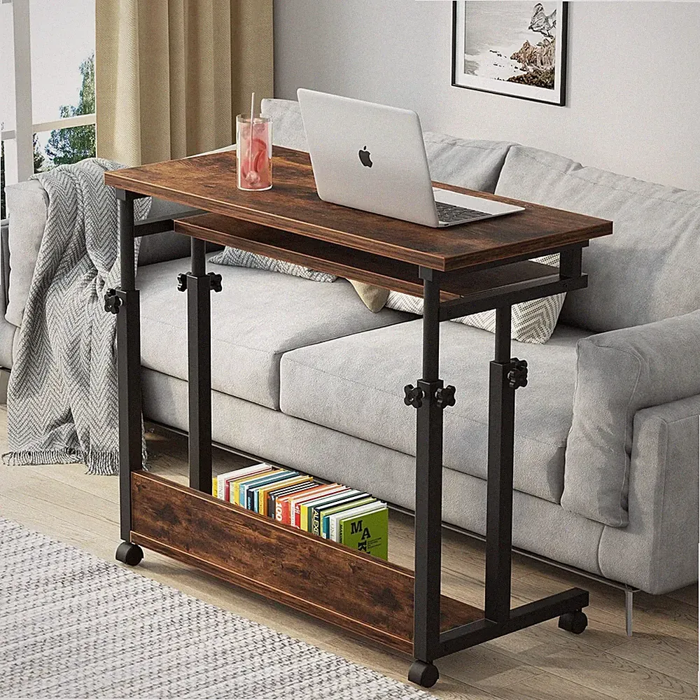 Height Adjustable Portable Desk on Wheels for Sofa & Bed - Home Office Solution