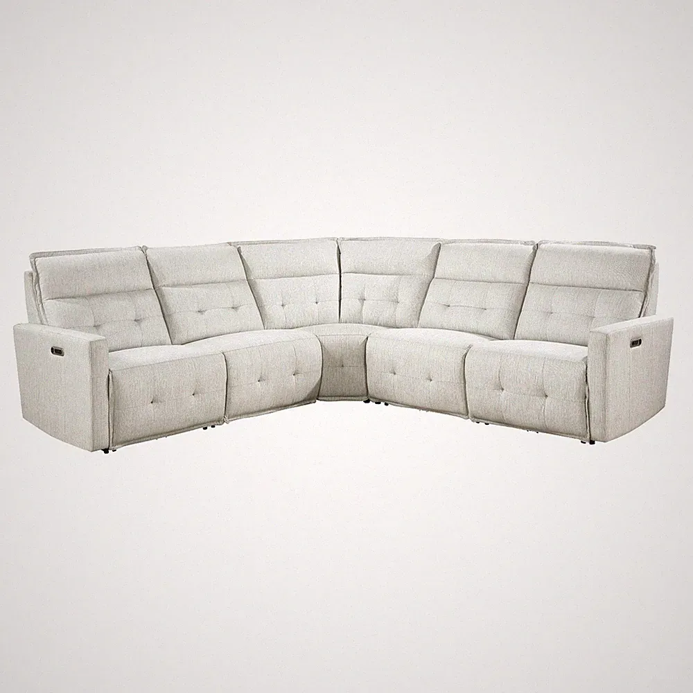 HEMP WHITE TEXTURED FABRIC 3 POWER RECLINER SOFA SECTIONAL LIVING ROOM FURNITURE