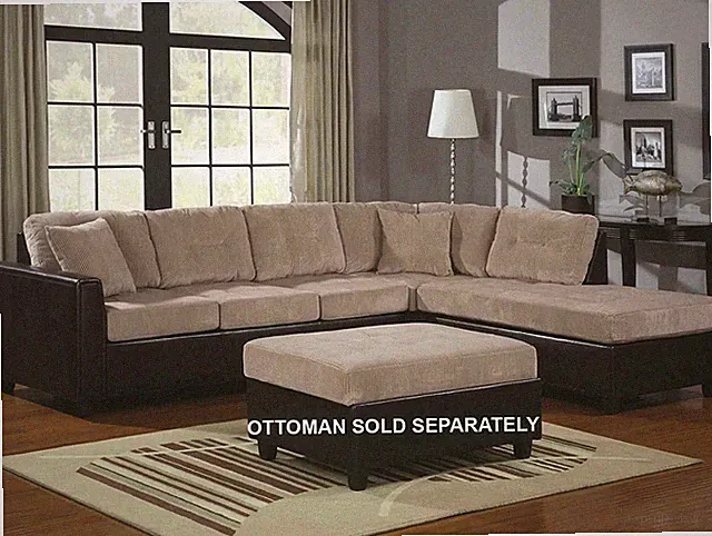 Henri Reversible Chaise 2 Tone L-Shaped Corduroy Sectional Sofa