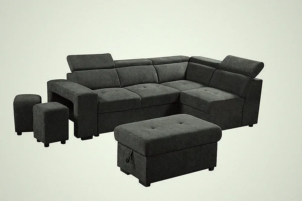 HENRIK DARK GRAY SLEEPER SECTIONAL SOFA - NEW