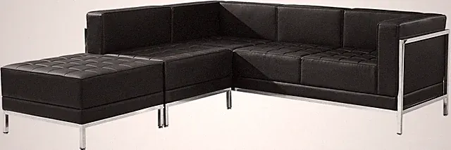 HERCULES Imagination Series 3-Piece Black Leather Sectional Sofa Set